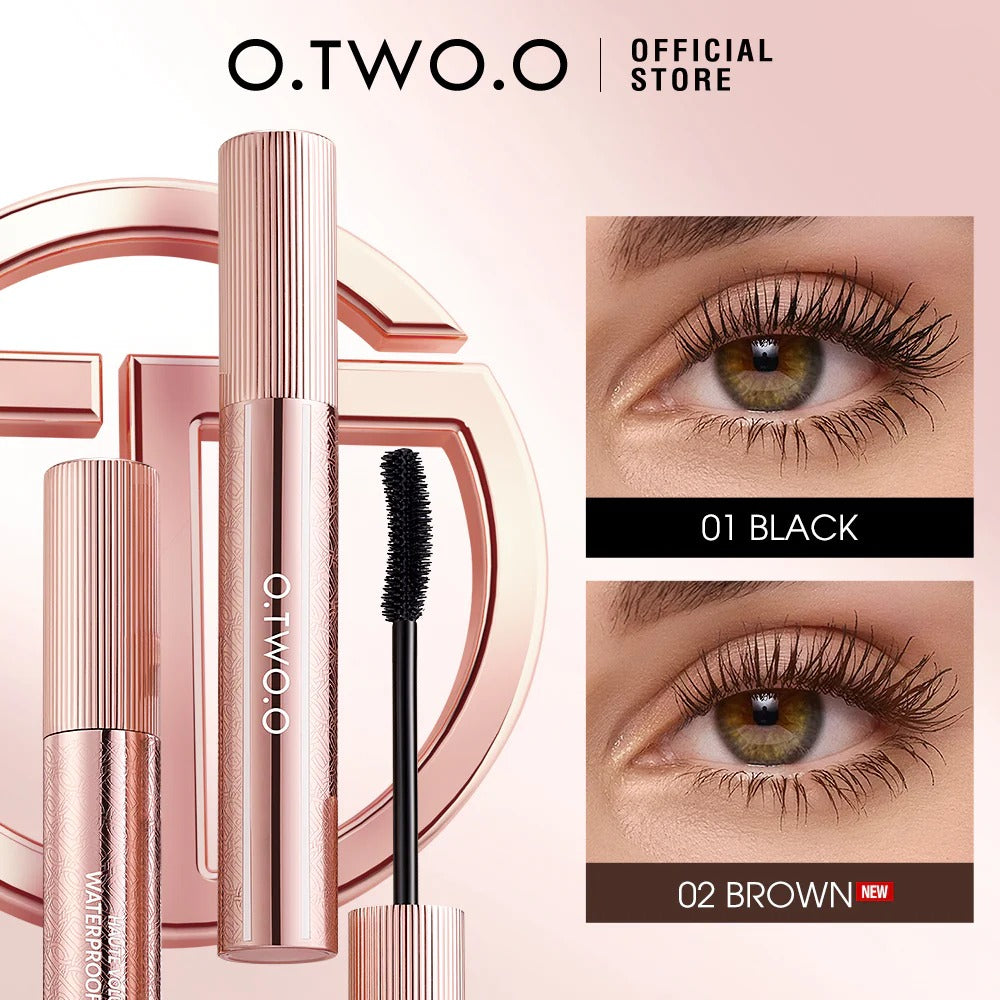 O.TWO.O Waterproof Lengthening Mascara – Black Brown Curl & Lift Formula | New in Qatar