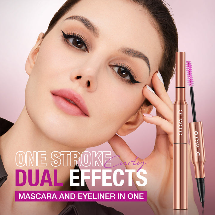 2 IN 1 Long Wear Black Eyeliner Lengthening Non- Smudge Mascara