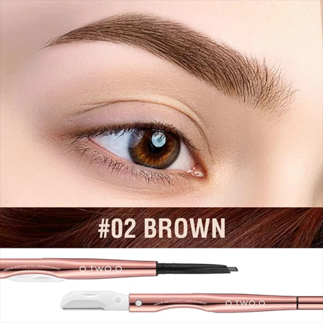 O.TWO.O 3 IN 1 Eyebrow Pen with Eyebrow scraper, brush, eyebrow pencil - 12g