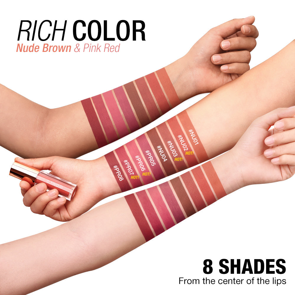 O.TWO.O New Waterproof Matte Long‑wearing Lip Mud Highpigment Lip Gloss