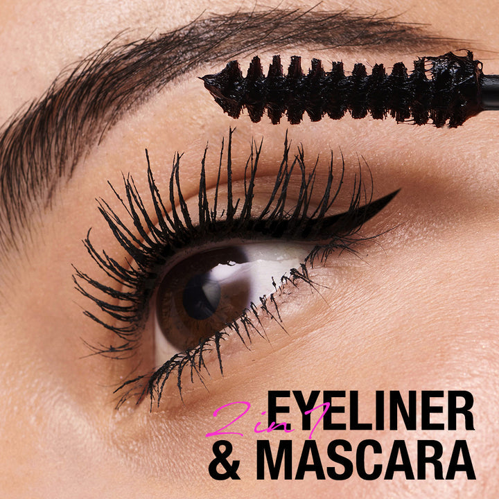 2 IN 1 Long Wear Black Eyeliner Lengthening Non- Smudge Mascara