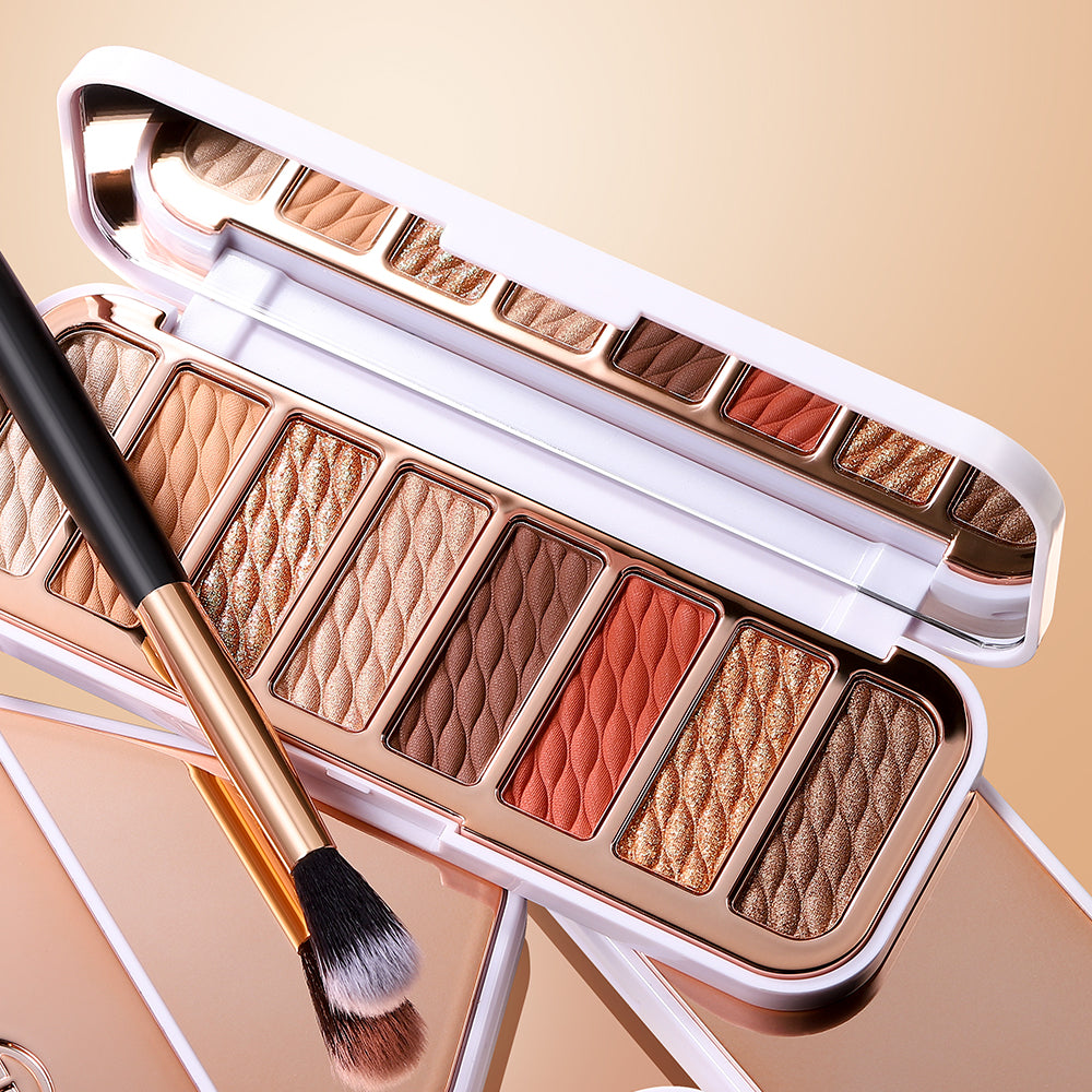 O.TWO.O 8 Colors Luxury Gold Eyeshadow Palette with Rich Color - 12g