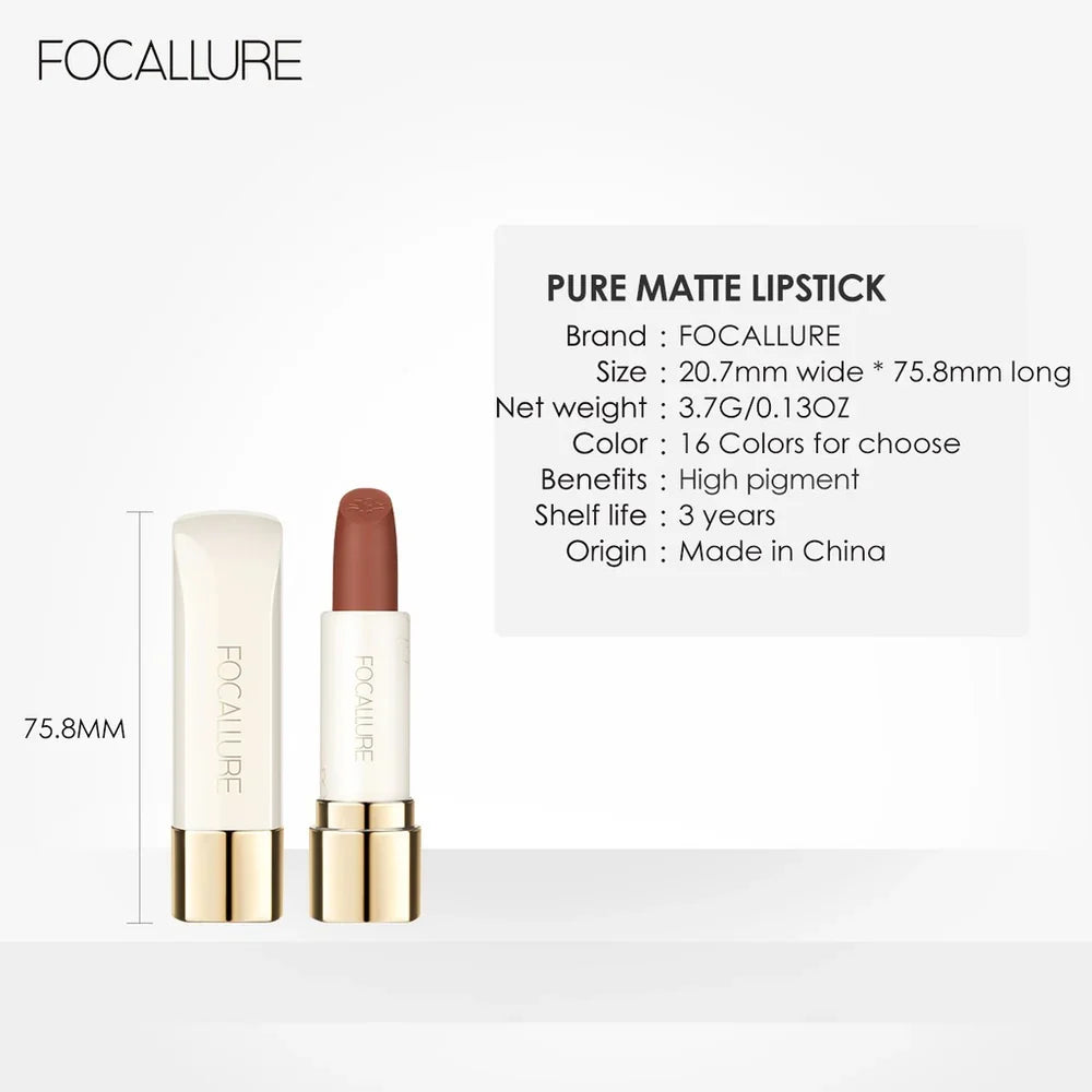 Focallure Pure Matte Lipstick - Classic Matte Lip Colour