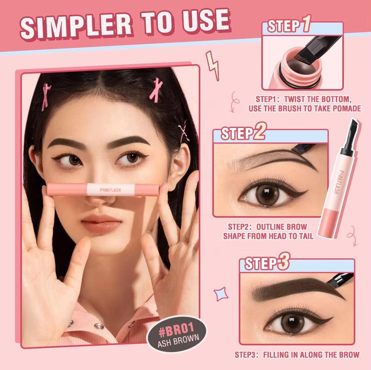 PINKFLASH Smudge Proof Brow Pomade [E16] PINKFLASH