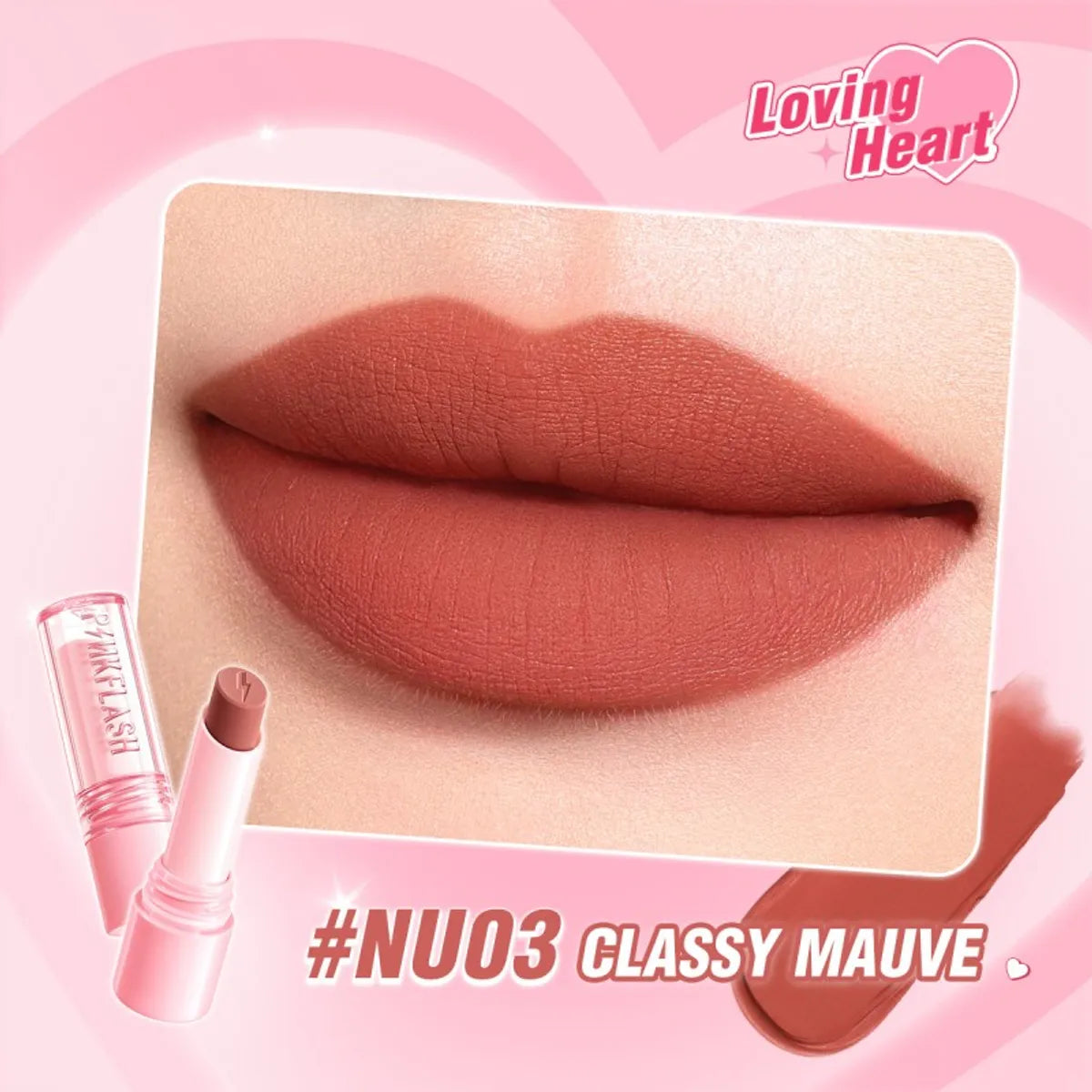 PINKFLASH Lasting Matte Lipstick [L28] NU03 Classy Mauve PINKFLASH
